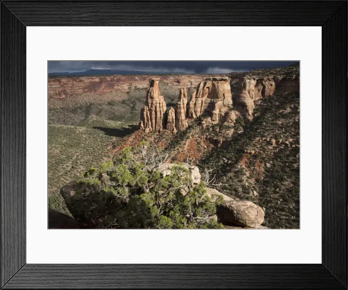 Framed Print : USA, Colorado, Mesa County, Thunderstorm approaching the Colorado National Monument