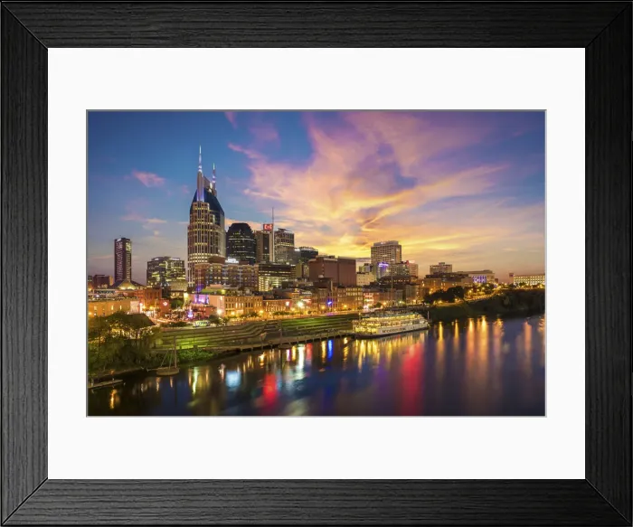 Framed Print : Nashville Skyline at Sunset, Nashville, Tennessee, USA Framed Print : Nashville Skyline at Sunset, Nashville, Tennessee, USA