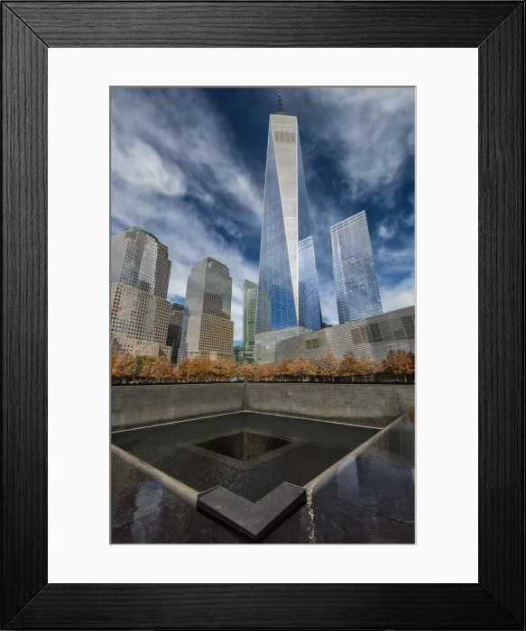 Framed Print : Southern Pool of National September 11 Memorial & Museum with One World Trade Center Framed Print : Southern Pool of National September 11 Memorial & Museum with One World Trade Center