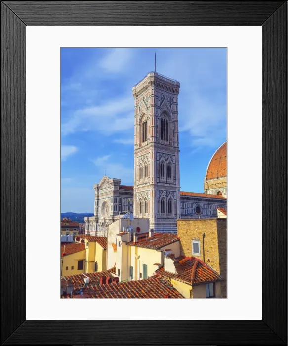 Framed Print : Rooftop view ofof Saint Mary of the Flower Cathedral, Giottos Campanile Framed Print : Rooftop view ofof Saint Mary of the Flower Cathedral, Giottos Campanile