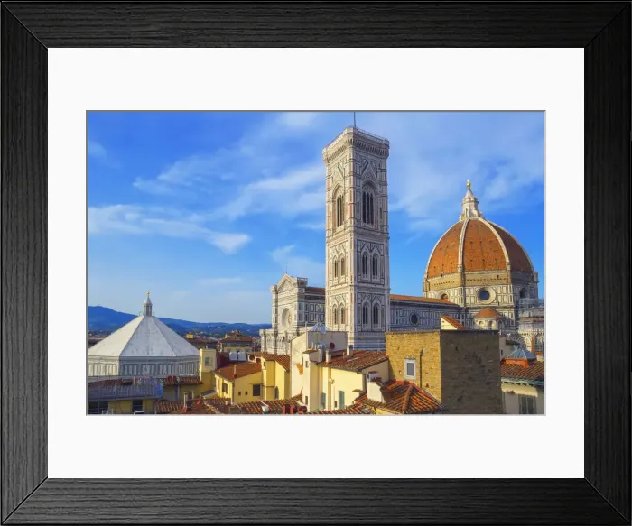 Framed Print : Rooftop view ofof Saint Mary of the Flower Cathedral, Giottos Campanile