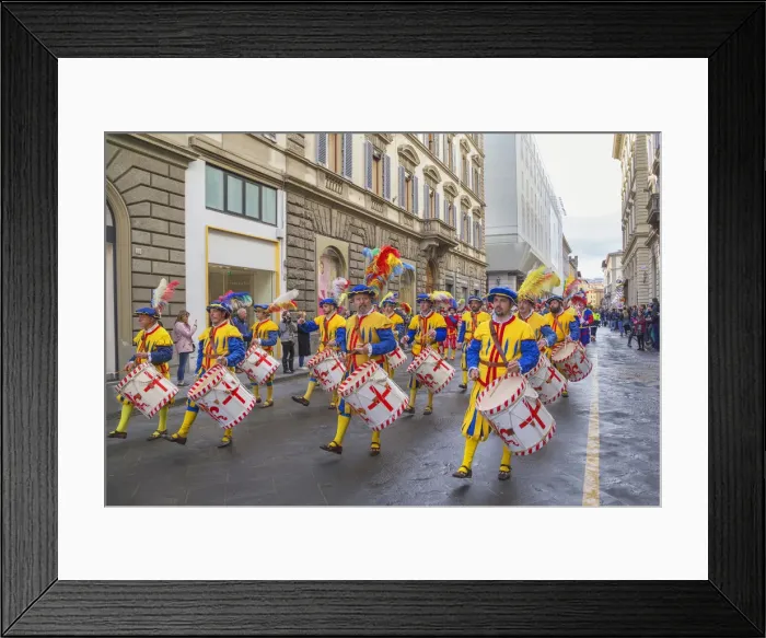 Framed Print : Participants in the Explosion of the Cart festival parading through historic center Framed Print : Participants in the Explosion of the Cart festival parading through historic center