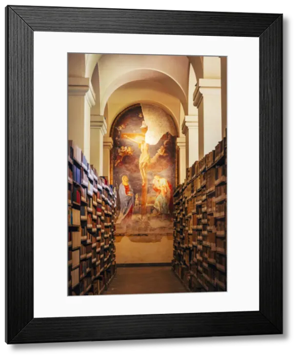 Framed Print : Ancient Library in Santa Chiara Monastery, Naples, Campania, Italy Framed Print : Ancient Library in Santa Chiara Monastery, Naples, Campania, Italy