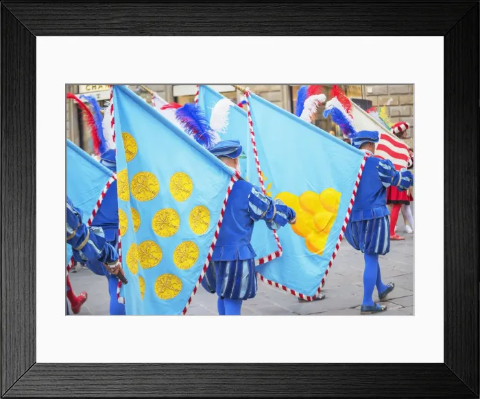 Framed Print : Participants in Calcio Storico Fiorentino festival parading through Piazza della Signoria Framed Print : Participants in Calcio Storico Fiorentino festival parading through Piazza della Signoria
