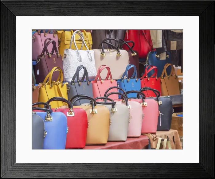 Framed Print : Italian leather bags on display, Mercato Nuovo, Florence, Tuscany, Italy, Europe Framed Print : Italian leather bags on display, Mercato Nuovo, Florence, Tuscany, Italy, Europe