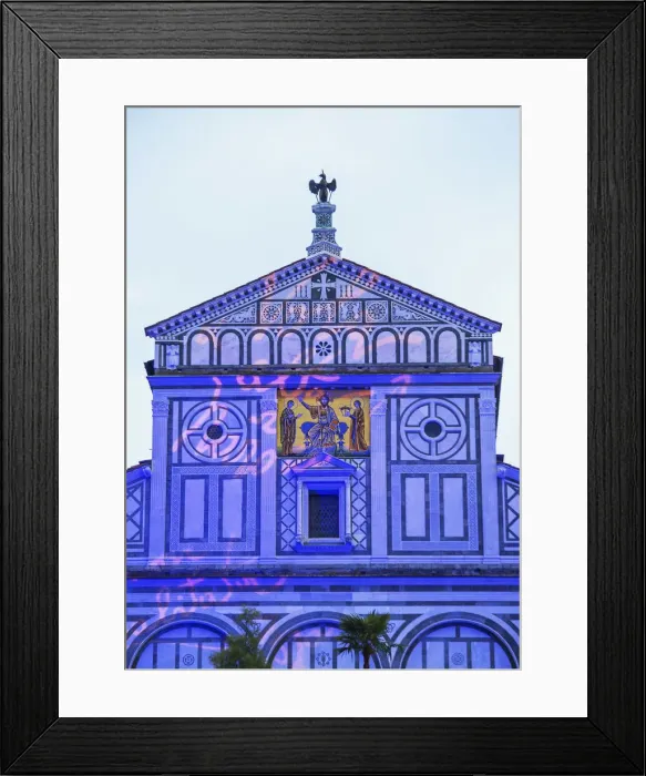Framed Print : San Miniato al Monte Church painted with ligh for special church celebration, Florence Framed Print : San Miniato al Monte Church painted with ligh for special church celebration, Florence