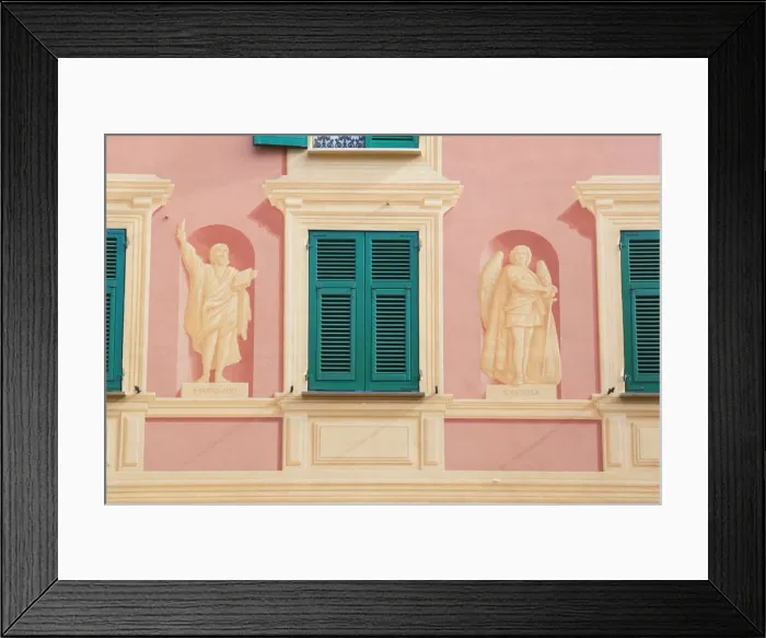 Framed Print : Traditional Ligurian house facade, Bogliasco, Liguria, Italy Framed Print : Traditional Ligurian house facade, Bogliasco, Liguria, Italy
