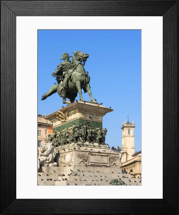 Framed Print : Statue Vittorio Emanuele II a cavallo at Piazza del Duomo, Milan, Lombardy, Italy Framed Print : Statue Vittorio Emanuele II a cavallo at Piazza del Duomo, Milan, Lombardy, Italy