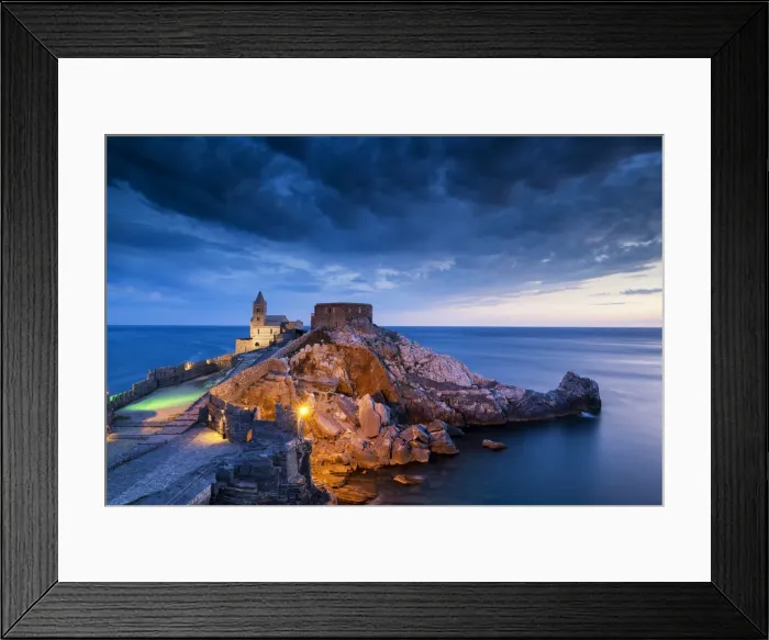Framed Print : St. Peters Church at Twilight, Portovenere, Liguria, Italy Framed Print : St. Peters Church at Twilight, Portovenere, Liguria, Italy