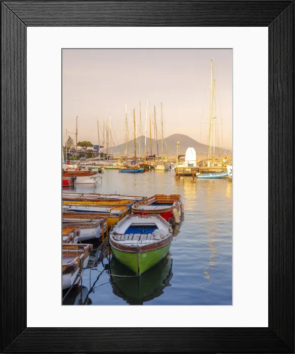 Framed Print : Mergellina, Naples, Campania, Italy. Fishing boat and Vesuvius Volcano on background Framed Print : Mergellina, Naples, Campania, Italy. Fishing boat and Vesuvius Volcano on background