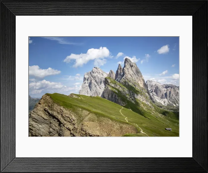 Framed Print : Seceda Mount in a sunny summer day, Dolomites Alps, Trentino Alto Adige, Italy