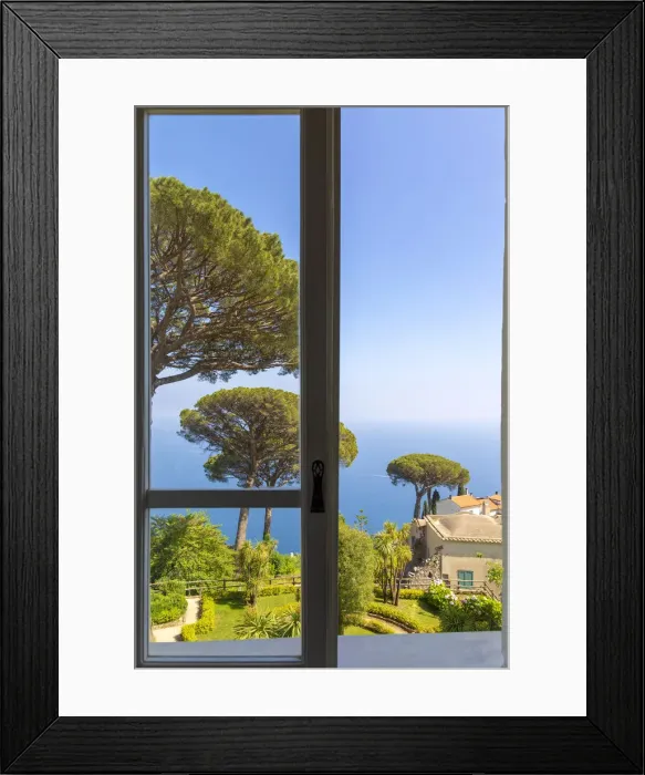 Framed Print : room with a view in Villa Rufolo, Ravello, Amalfi Coast, Italy Framed Print : room with a view in Villa Rufolo, Ravello, Amalfi Coast, Italy
