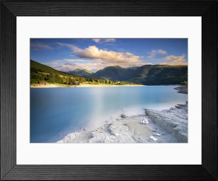 Framed Print : Italy, Marche. Macerata district. Monti Sibillini National Park. Fiastra Lake Framed Print : Italy, Marche. Macerata district. Monti Sibillini National Park. Fiastra Lake