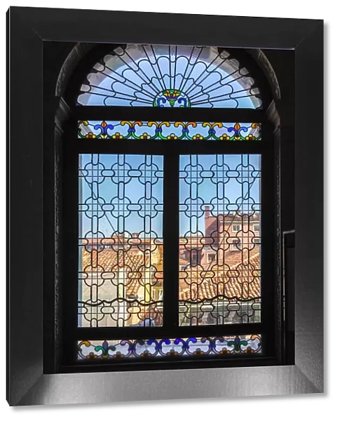 Look through a window in the Doges Palace (Palazzo Ducale), Venice, Veneto, Italy