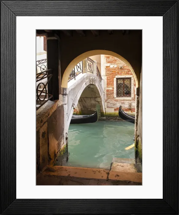 Framed Print : Bridge with canal and gondolas, Venice, Veneto, Italy Framed Print : Bridge with canal and gondolas, Venice, Veneto, Italy
