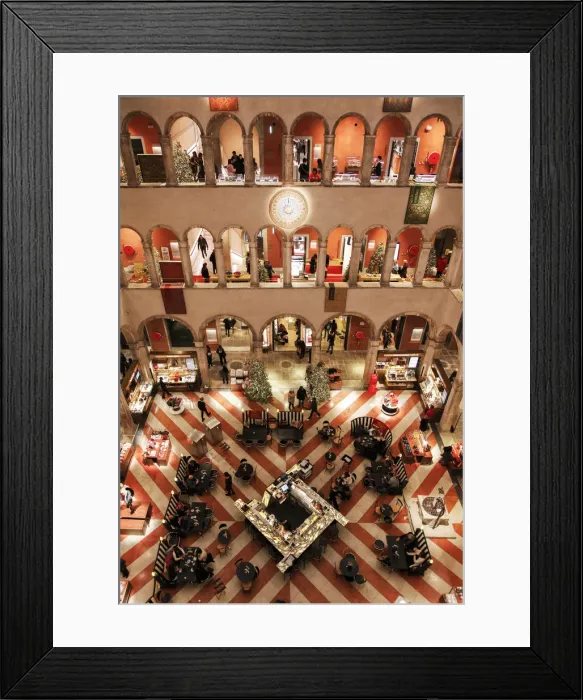 Framed Print : Inside View of the Luxury Shopping Center Fondaco dei Tedeschi, at Christmas time Framed Print : Inside View of the Luxury Shopping Center Fondaco dei Tedeschi, at Christmas time