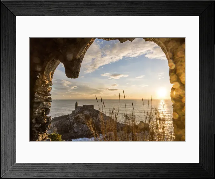 Framed Print : Europe, Italy, Liguria, Portovenere. The church of San Pietro at sunset Framed Print : Europe, Italy, Liguria, Portovenere. The church of San Pietro at sunset