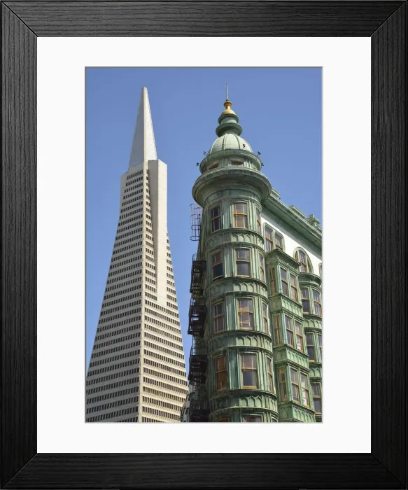 Framed Print : Columbus Tower (Sentinel Building) with Transamerica Pyramid to the left, San Francisco