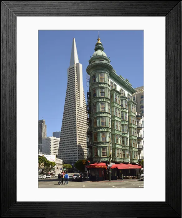 Framed Print : Columbus Tower (Sentinel Building) with Transamerica Pyramid to the left, San Francisco Framed Print : Columbus Tower (Sentinel Building) with Transamerica Pyramid to the left, San Francisco