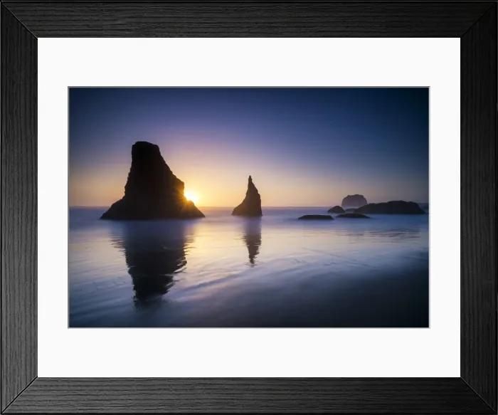 Framed Print : Sea Stacks at Sunset, Bandon Beach, Oregon, USA Framed Print : Sea Stacks at Sunset, Bandon Beach, Oregon, USA