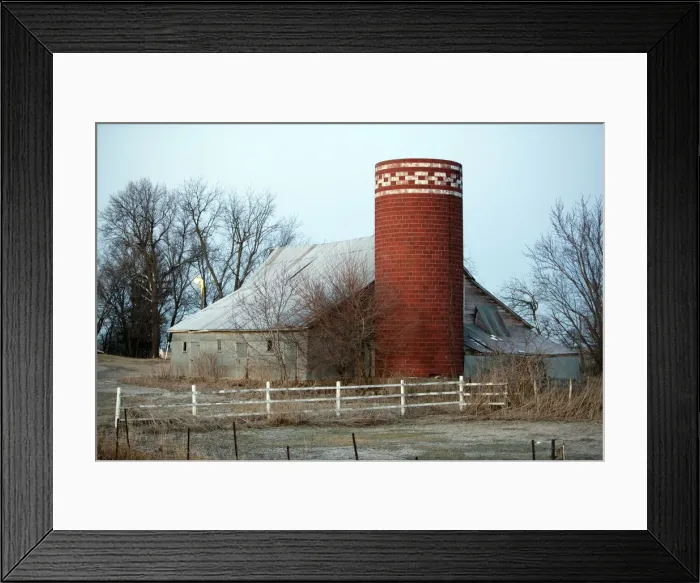 Framed Print : Idaho, USA. A barn with a brick silo Framed Print : Idaho, USA. A barn with a brick silo
