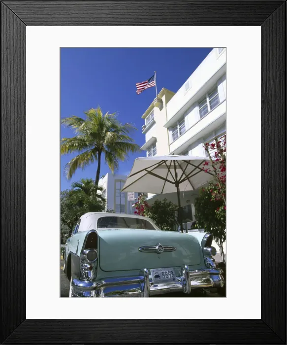 Framed Print : Vintage Car, Ocean Drive, Miami Beach, Miami, Florida, USA Framed Print : Vintage Car, Ocean Drive, Miami Beach, Miami, Florida, USA