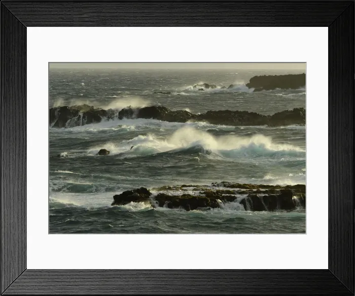 Framed Print : USA, Hawaii, Maui, Hana, Haleakala National Park, waves crashing on volcanic shore