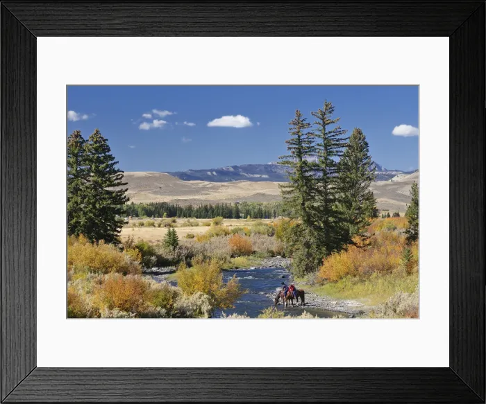 Framed Print : Cowboys along Wind River, near Dubois, Wyoming, USA Framed Print : Cowboys along Wind River, near Dubois, Wyoming, USA