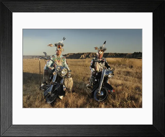 Framed Print : Three Native Indians on Bikes, Lakota, South Dakota, USA MR Framed Print : Three Native Indians on Bikes, Lakota, South Dakota, USA MR