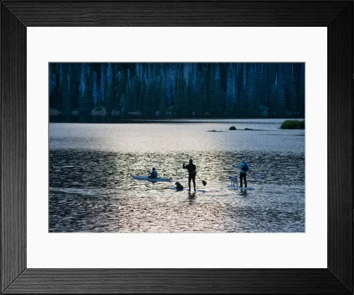 Framed Print : Moonlight paddle boarding on Sparks Lake, Central Oregon, USA Framed Print : Moonlight paddle boarding on Sparks Lake, Central Oregon, USA