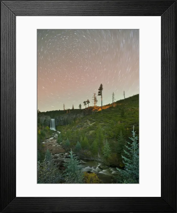 Framed Print : Tumalo Falls at night, Cascade Mountains, Oregon, USA Framed Print : Tumalo Falls at night, Cascade Mountains, Oregon, USA