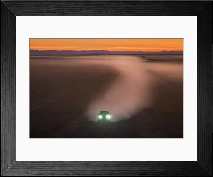 Framed Print : Car on gravel road in Badlands, South Dakota, USA Framed Print : Car on gravel road in Badlands, South Dakota, USA