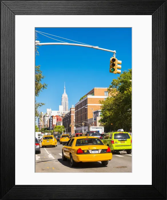 Framed Print : Traffic on the streets of New York and Empire State building, New York, USA