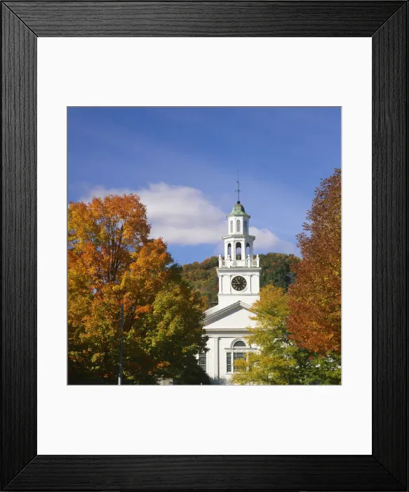 Framed Print : Church in Autumn, Woodstock, Vermont, USA Framed Print : Church in Autumn, Woodstock, Vermont, USA