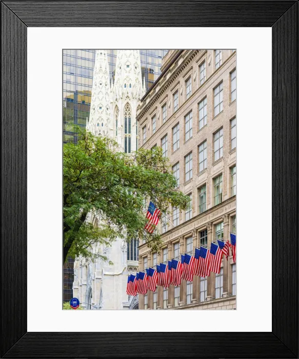 Framed Print : Flags outside St Patricks Cathedral on 5th Avenue, New York, USA Framed Print : Flags outside St Patricks Cathedral on 5th Avenue, New York, USA