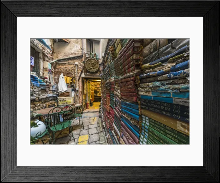 Framed Print : Acqua Alta bookshop, Venice, Veneto, Italy