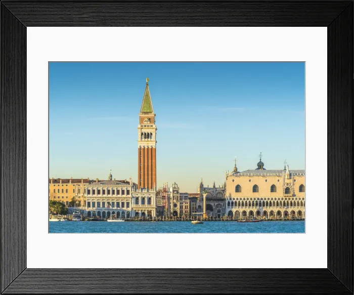 Framed Print : Venice, Veneto, Italy. St Marks Square and Doges palace at sunset seen Framed Print : Venice, Veneto, Italy. St Marks Square and Doges palace at sunset seen
