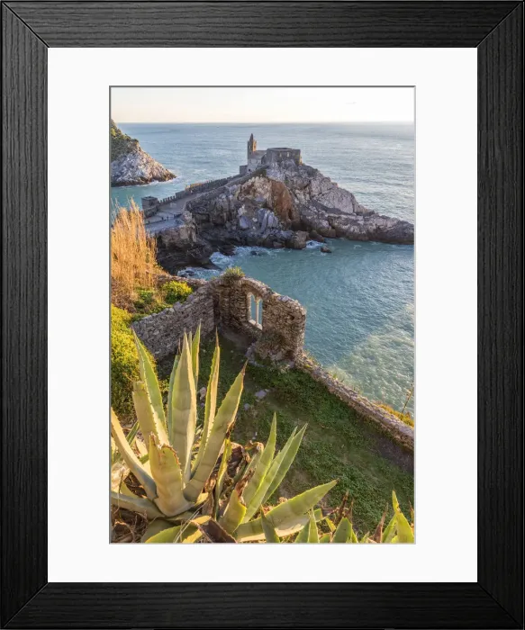 Framed Print : Europe, Italy, Liguria, Portovenere. Sunset with church San Pietro Framed Print : Europe, Italy, Liguria, Portovenere. Sunset with church San Pietro