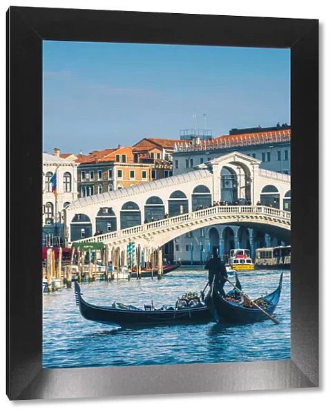 Venice, Veneto, Italy. Gondolas on the Grand Canal