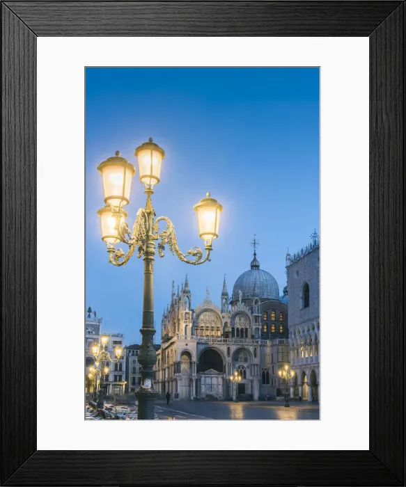 Framed Print : Venice, Veneto, Italy. St Marks Basilica at dusk from Piazzzetta San Marco Framed Print : Venice, Veneto, Italy. St Marks Basilica at dusk from Piazzzetta San Marco