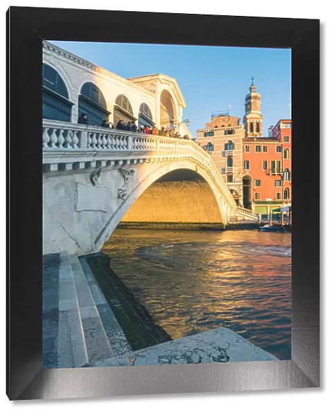 Rialto bridge at sunset, Venice, Veneto, Italy
