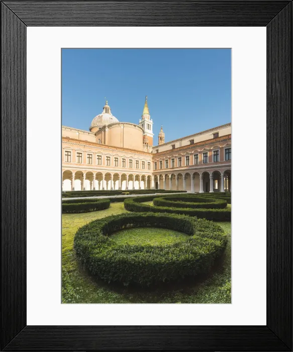 Framed Print : San Giorgio Monastery, Venice, Veneto, Italy. The garden and the Palladian cloister Framed Print : San Giorgio Monastery, Venice, Veneto, Italy. The garden and the Palladian cloister
