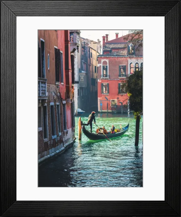 Framed Print : Venice, Veneto, Italy. Tourists on a gondola in a backstreet canal Framed Print : Venice, Veneto, Italy. Tourists on a gondola in a backstreet canal