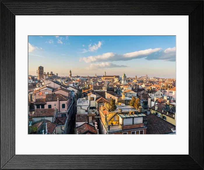 Framed Print : Venice, Veneto, Italy. High angle view cityscape at sunset Framed Print : Venice, Veneto, Italy. High angle view cityscape at sunset