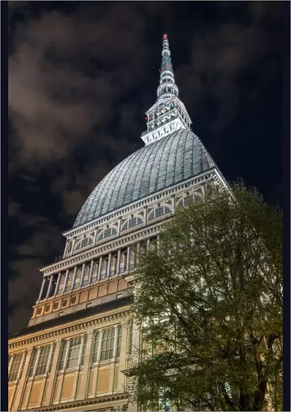 Night view of the Mole Antonelliana, Turin, Piedmont, Italy