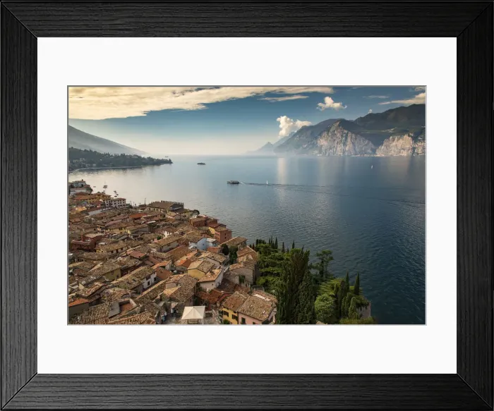 Framed Print : Top view of Malcesine, Lake Garda, Veneto, Italy Framed Print : Top view of Malcesine, Lake Garda, Veneto, Italy