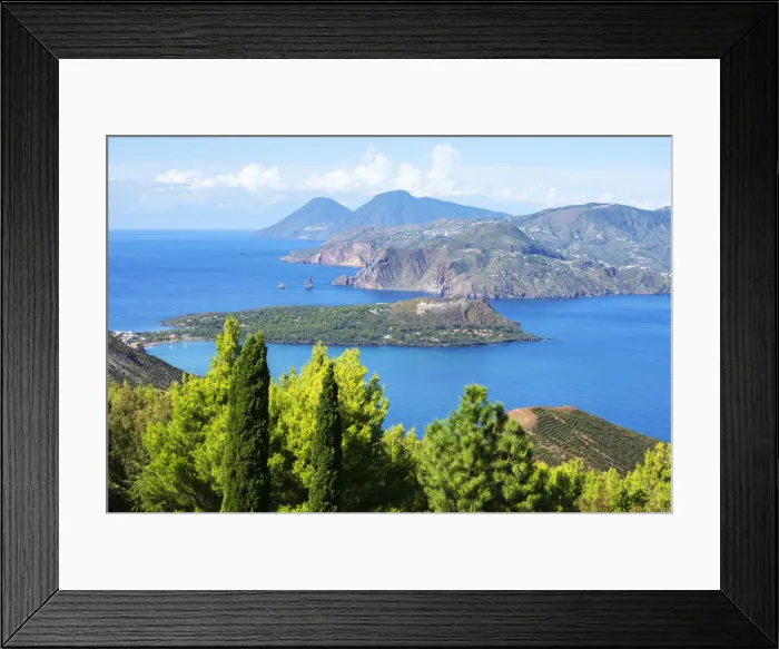 Framed Print : Europe, Italy, Sicily, Aeolian Islands, Vulcano Island, High angle view of Lipari Framed Print : Europe, Italy, Sicily, Aeolian Islands, Vulcano Island, High angle view of Lipari