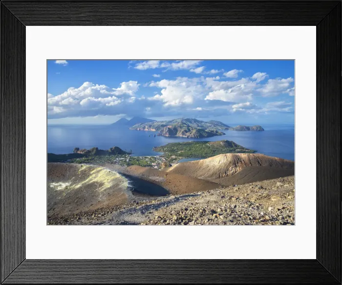 Framed Print : Europe, Italy, Sicily, Aeolian Islands, Vulcano Island, High angle view of, Aeolian Framed Print : Europe, Italy, Sicily, Aeolian Islands, Vulcano Island, High angle view of, Aeolian