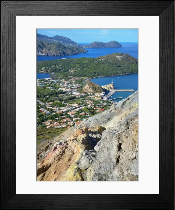 Framed Print : Europe, Italy, Sicily, Aeolian Islands, Vulcano Island, High angle view of Vulcanello Framed Print : Europe, Italy, Sicily, Aeolian Islands, Vulcano Island, High angle view of Vulcanello