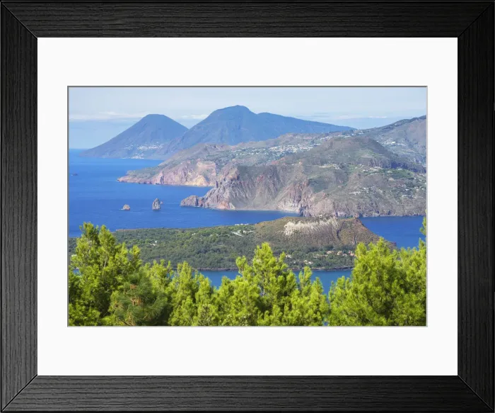 Framed Print : Europe, Italy, Sicily, Aeolian Islands, Vulcano Island, High angle view of Lipari Framed Print : Europe, Italy, Sicily, Aeolian Islands, Vulcano Island, High angle view of Lipari